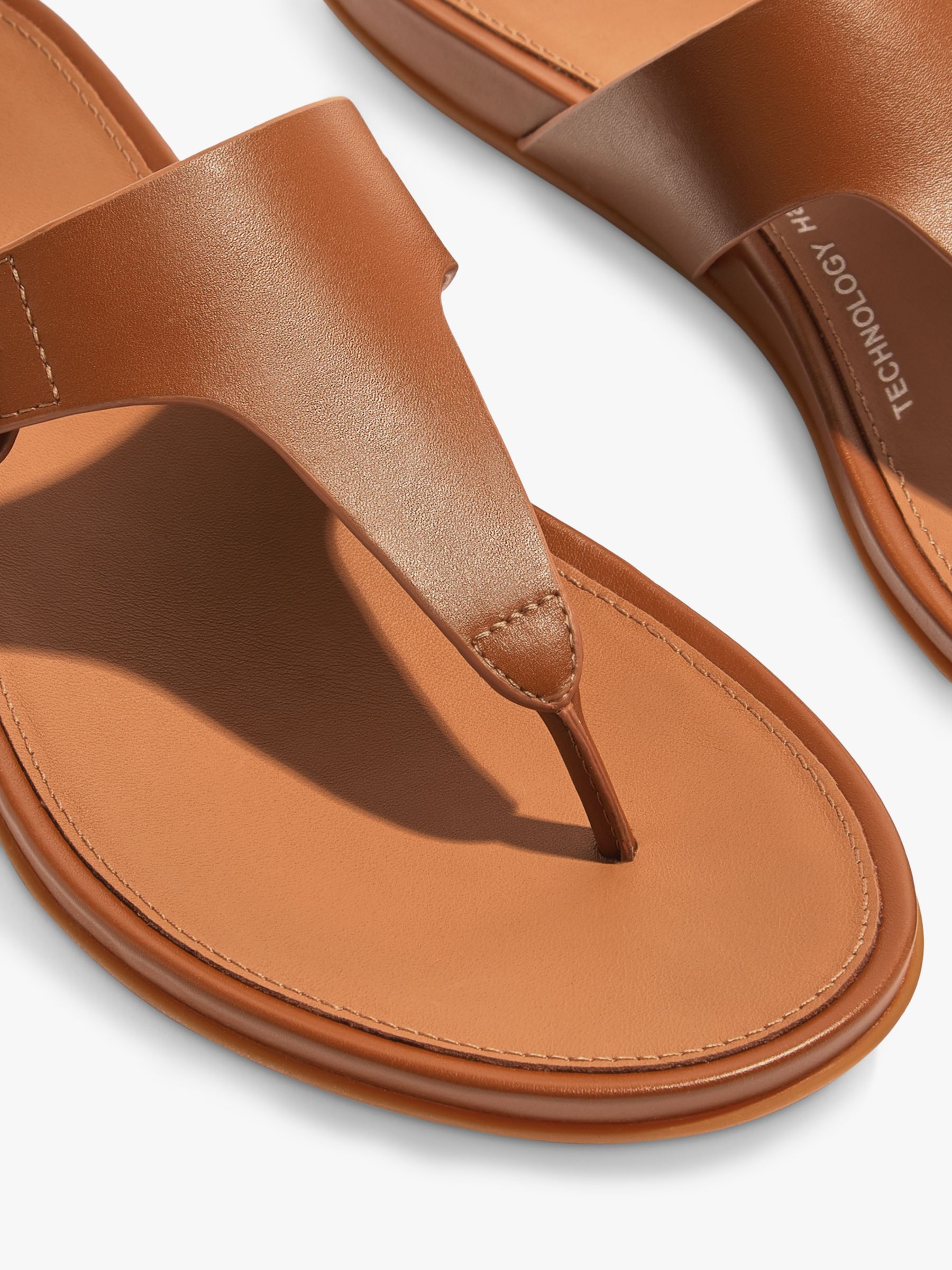FitFlop Gracie Leather Buckle Detail Flip Flops, Light Tan at John