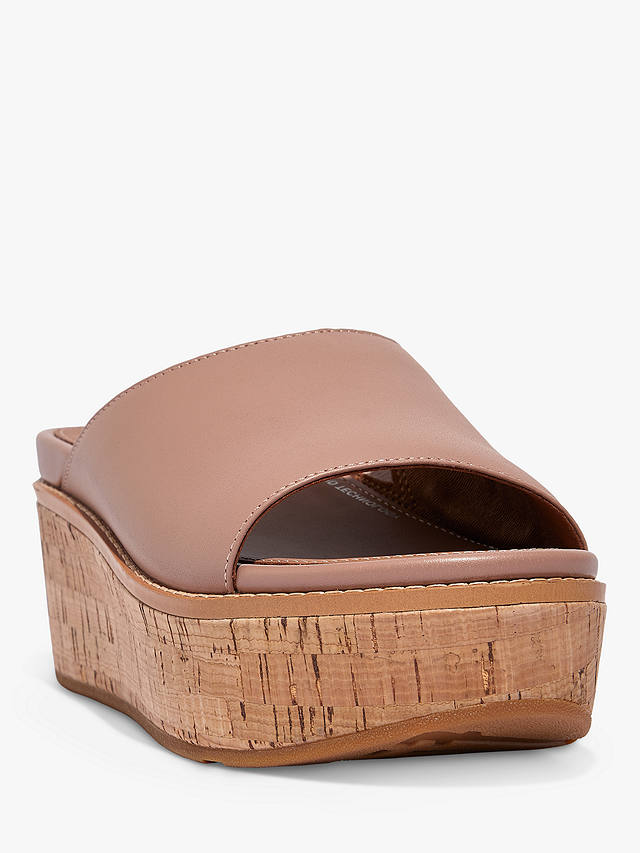 FitFlop Eloise Leather Wedge Heel Mules, Beige