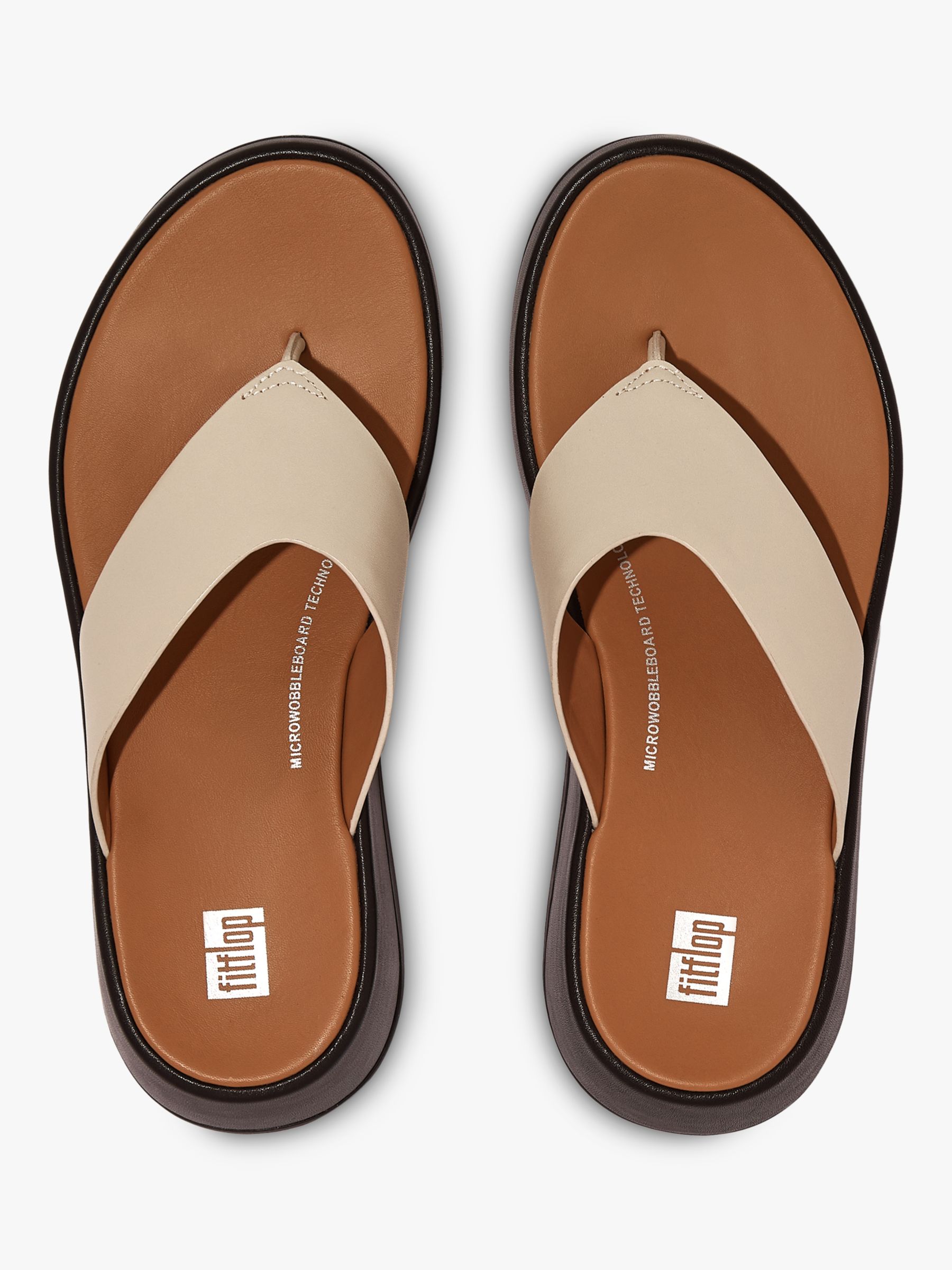 FitFlop F-Mode Flatform Flop Sandals, Stone Beige/Black at John Lewis & Partners