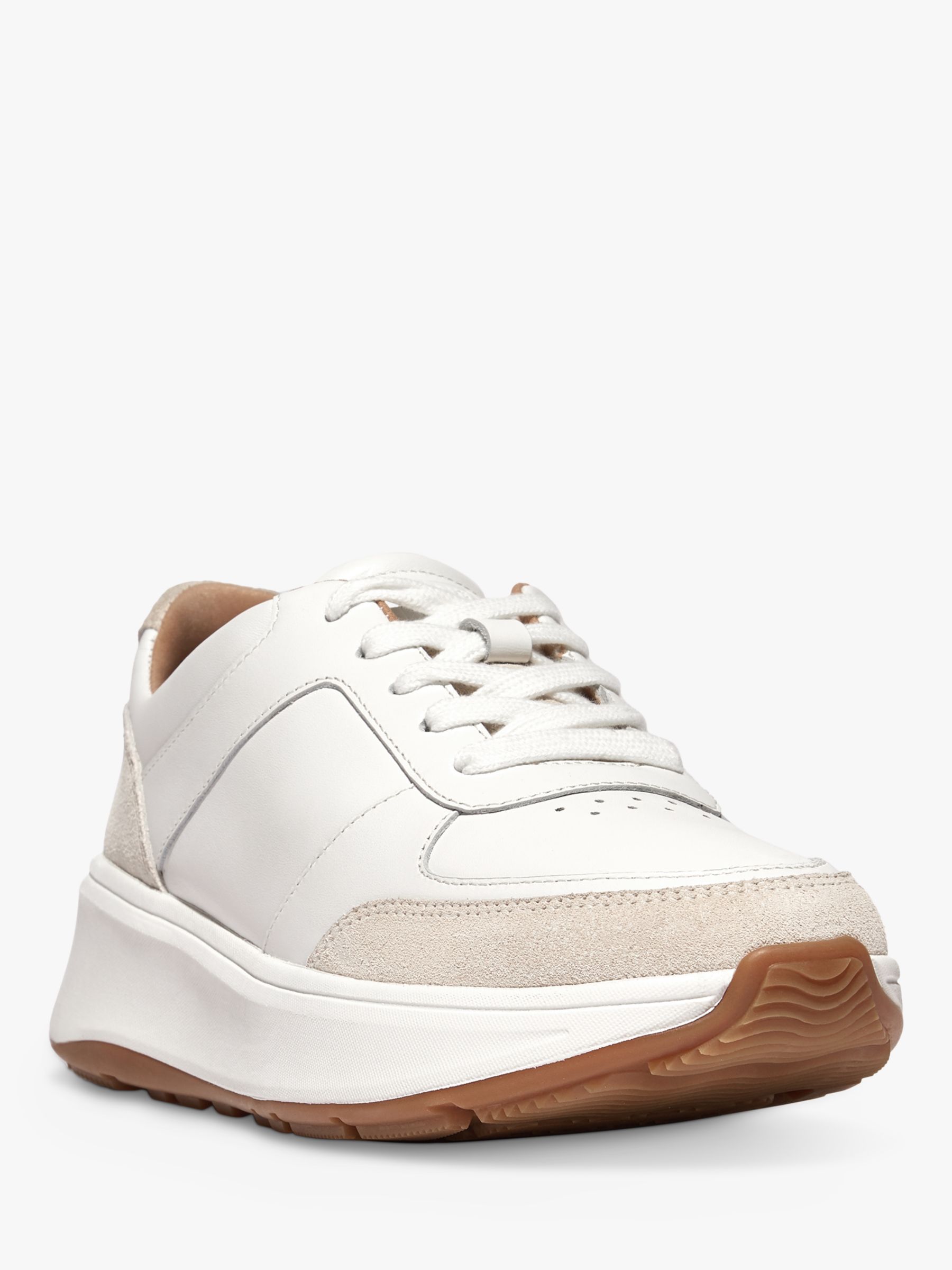FitFlop Fmode Leather Chunky Trainers, Urban White at John Lewis & Partners