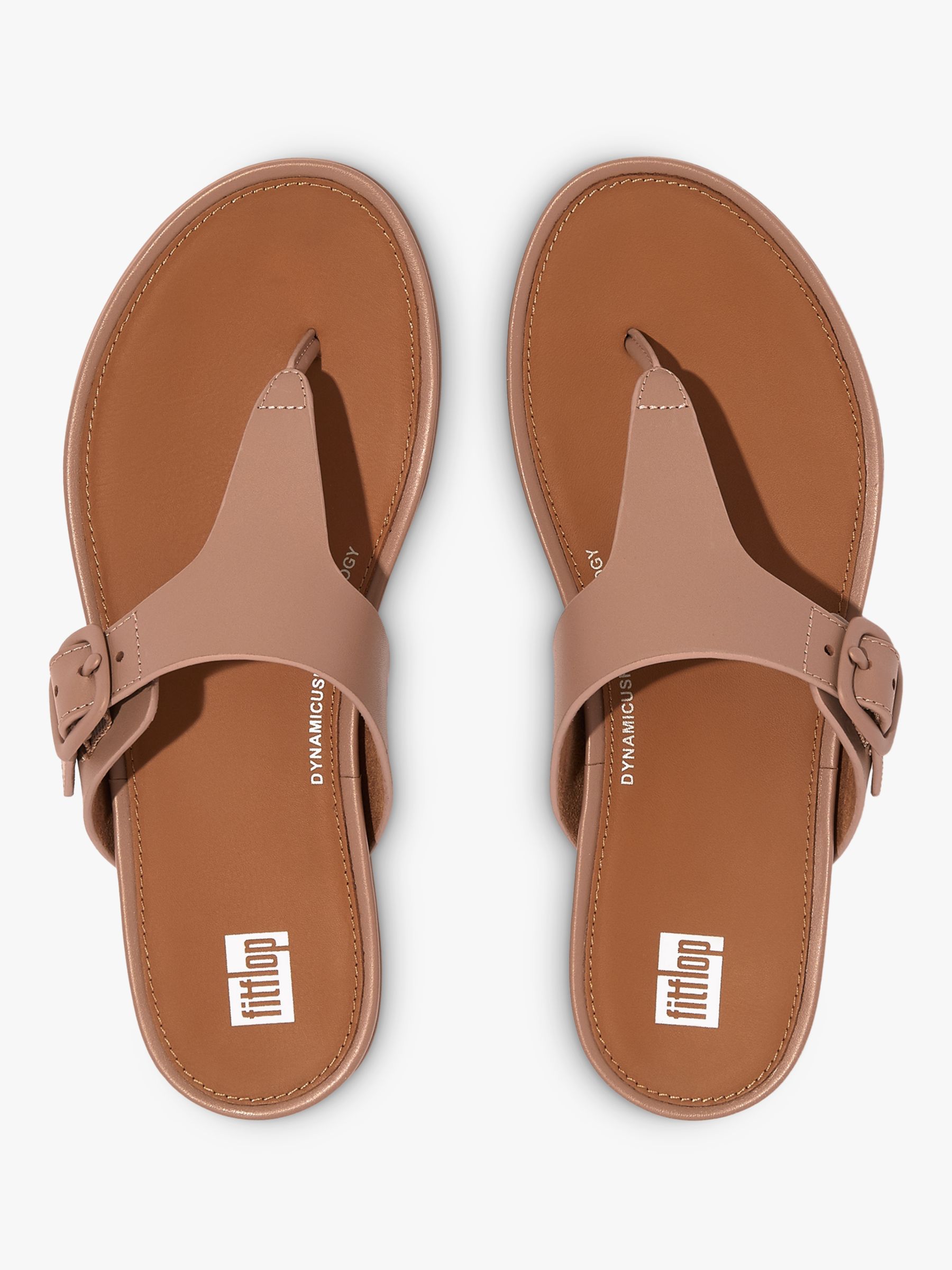 FitFlop Gracie Leather Toe Post Sandals, Beige at John Lewis