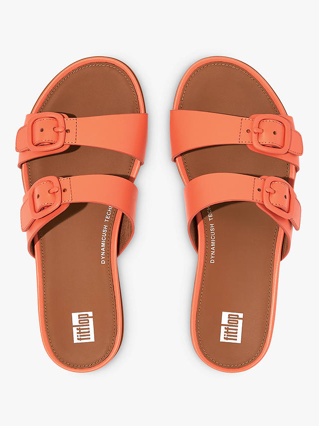 FitFlop Gracie Leather Two Strap Sandals, Sunshine Coral at John Lewis ...