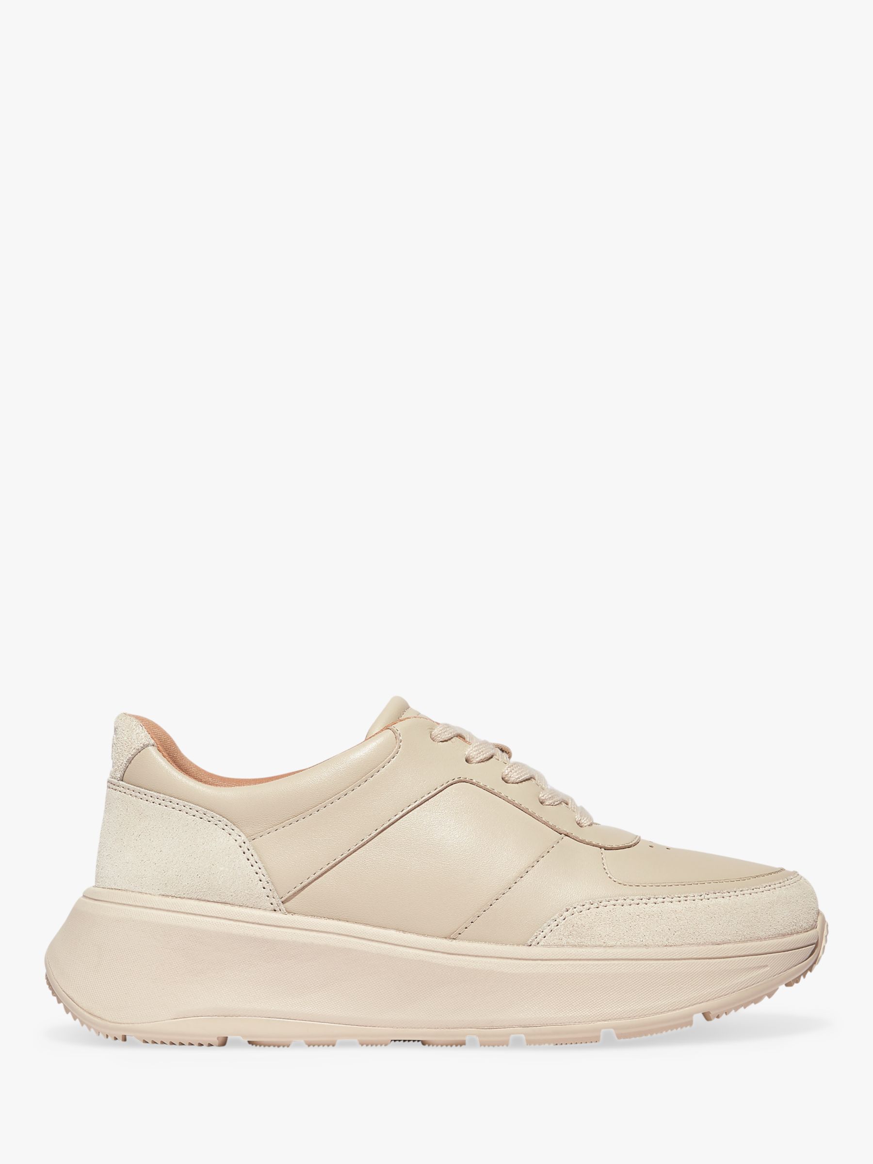 FitFlop Fmode Leather Chunky Trainers, Stone Beige at John Lewis & Partners