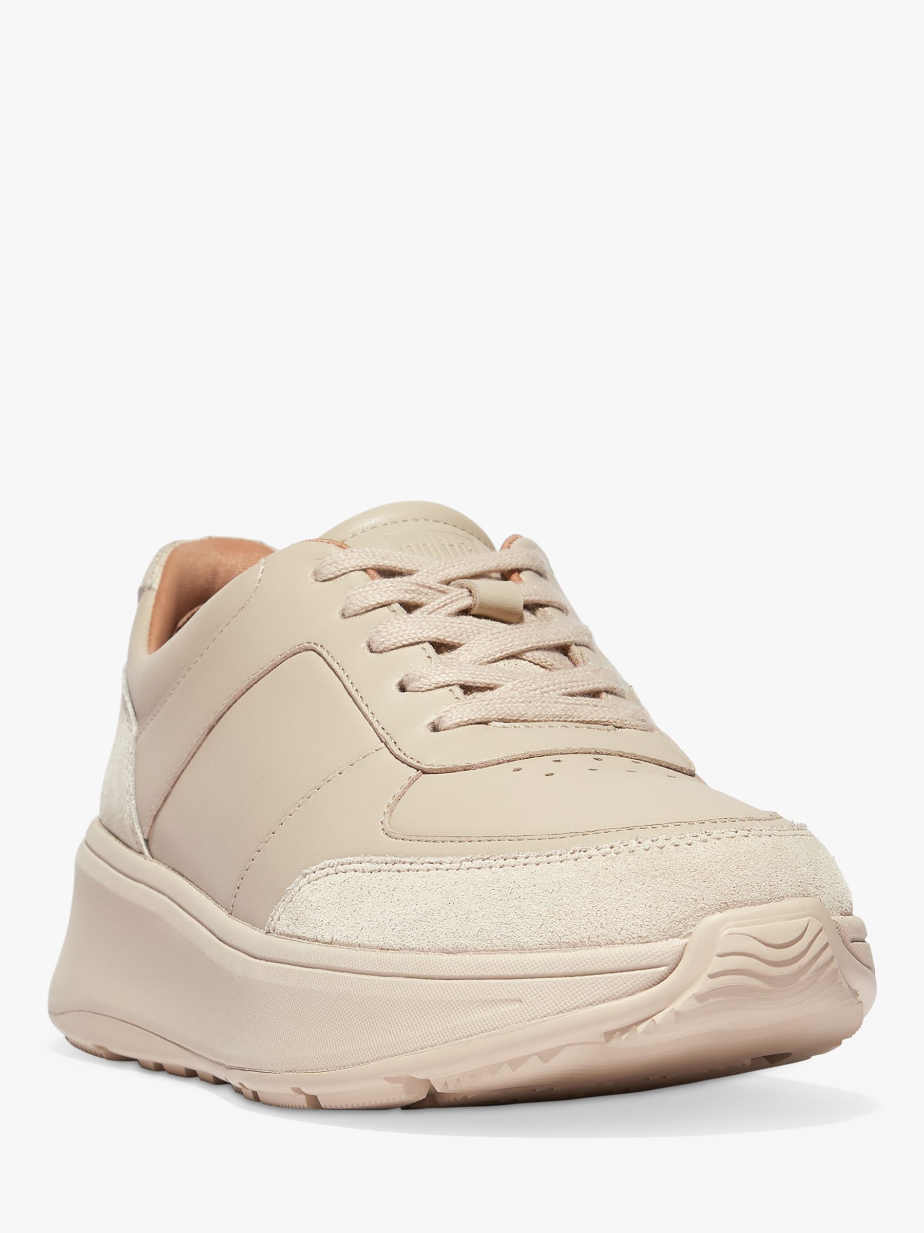 FitFlop Fmode Leather Chunky Trainers, Stone Beige at John Lewis & Partners