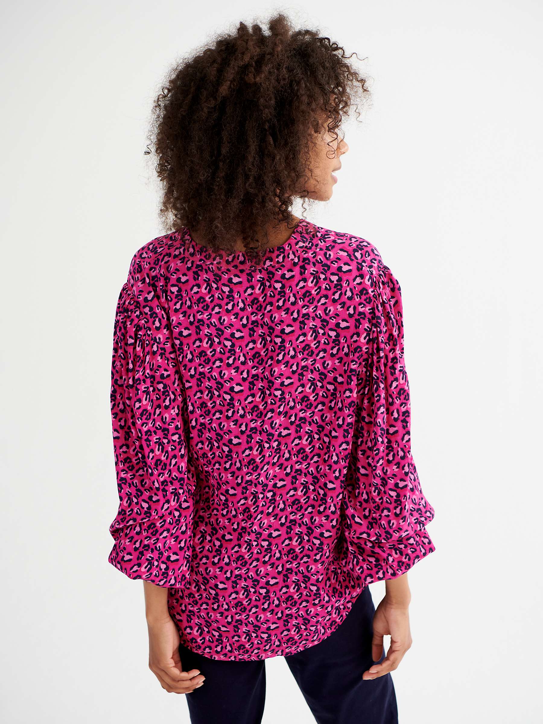 NRBY Marnie Leoard Print Blouse, Pink at John Lewis & Partners