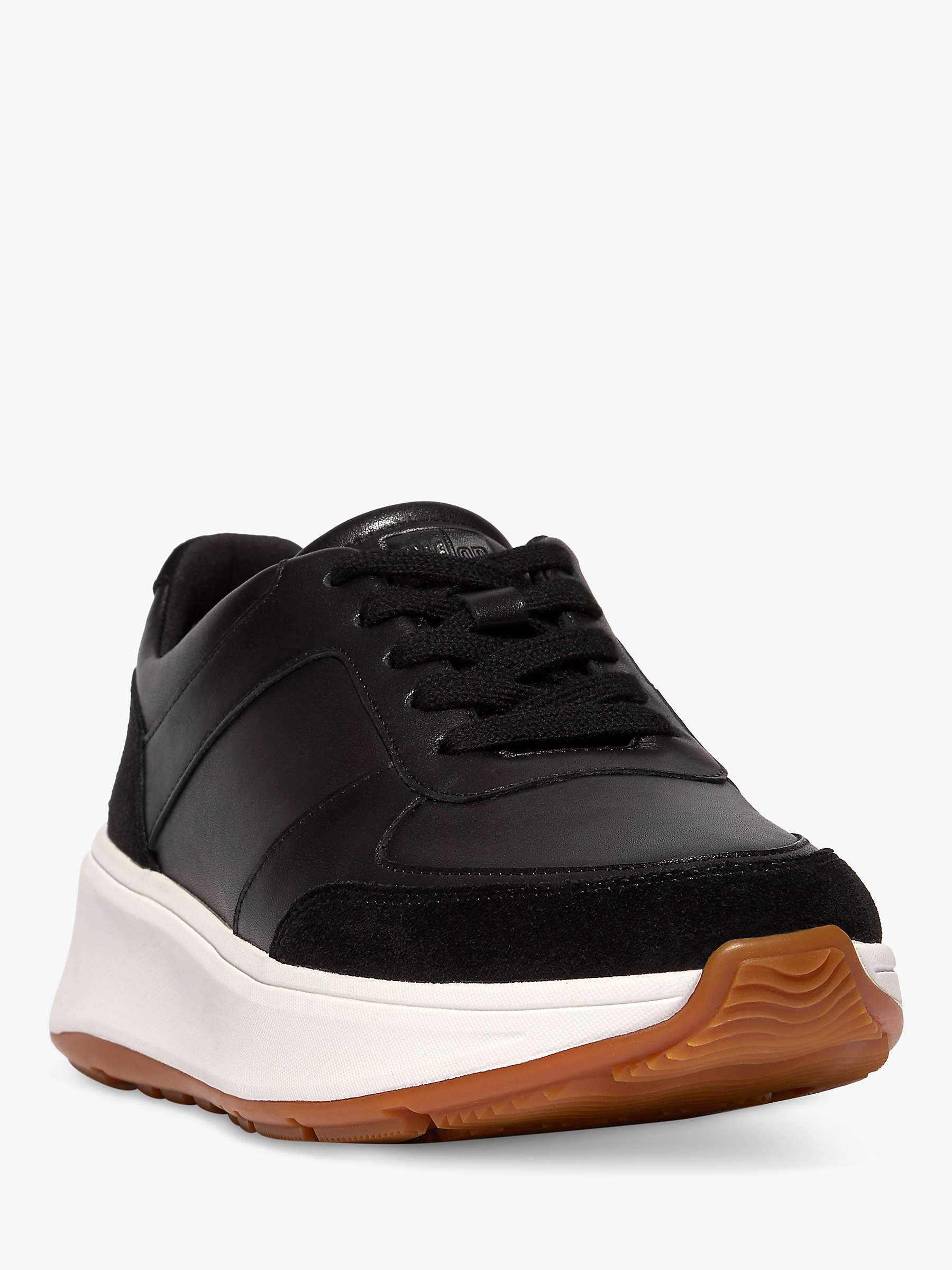 Buy FitFlop Stacked Leather Trainers, Black Online at johnlewis.com