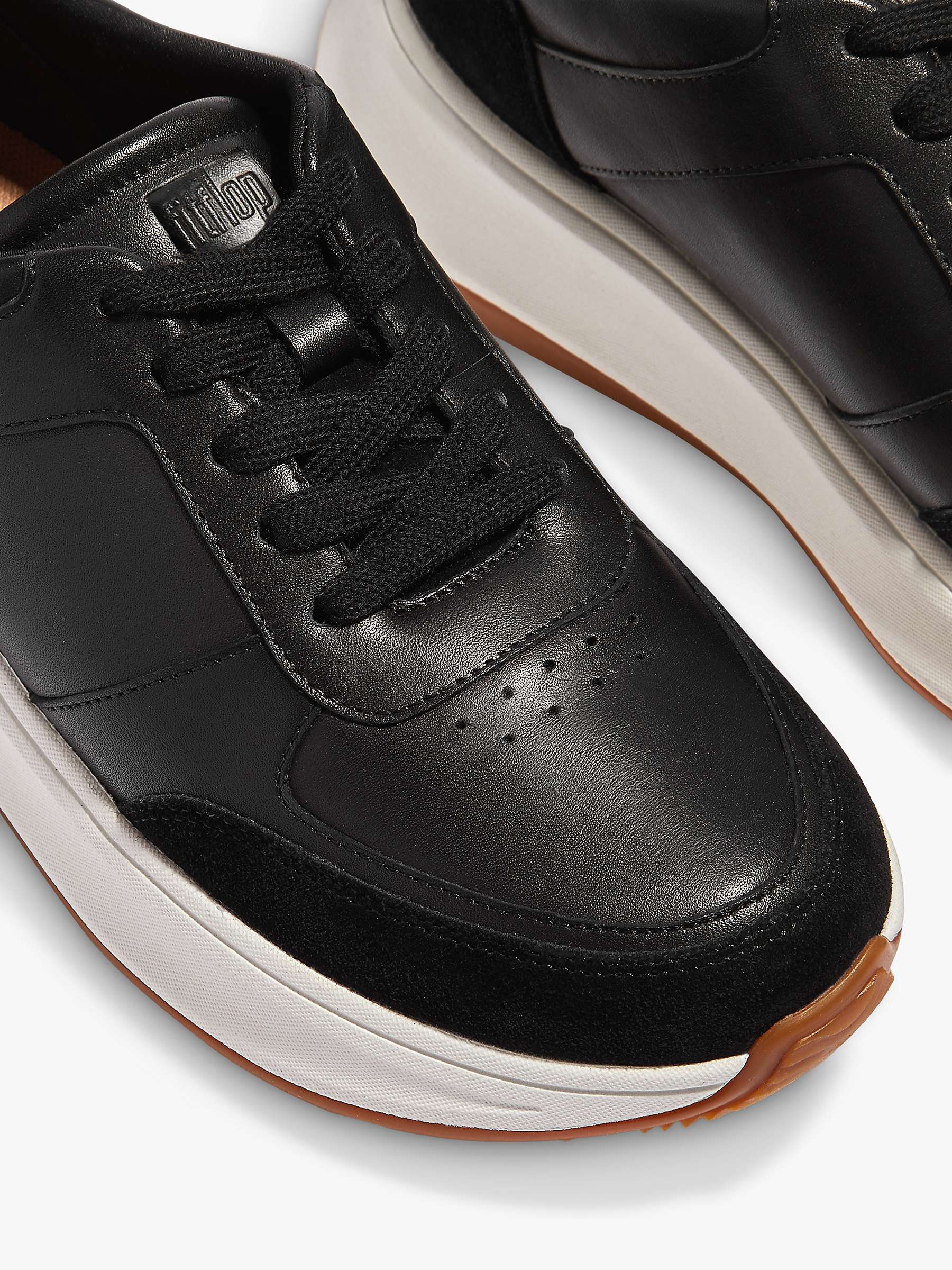 Buy FitFlop Stacked Leather Trainers, Black Online at johnlewis.com