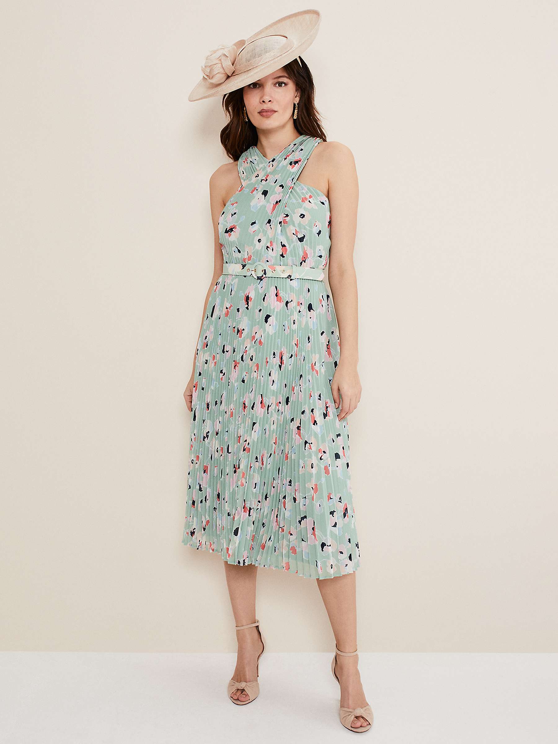 Buy Phase Eight Portia Pleated Dress, Peppermint Online at johnlewis.com