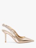 Dune Cinematic Diamante Slingback Heeled Court Shoes, Rose Gold