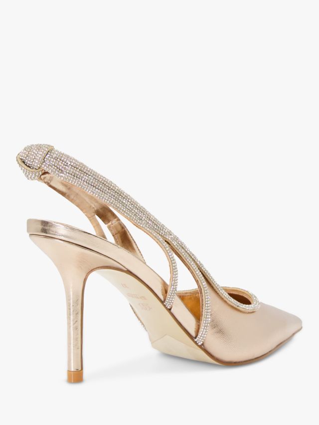 Dune Cinematic Diamante Slingback Heeled Court Shoes Rose Gold 3