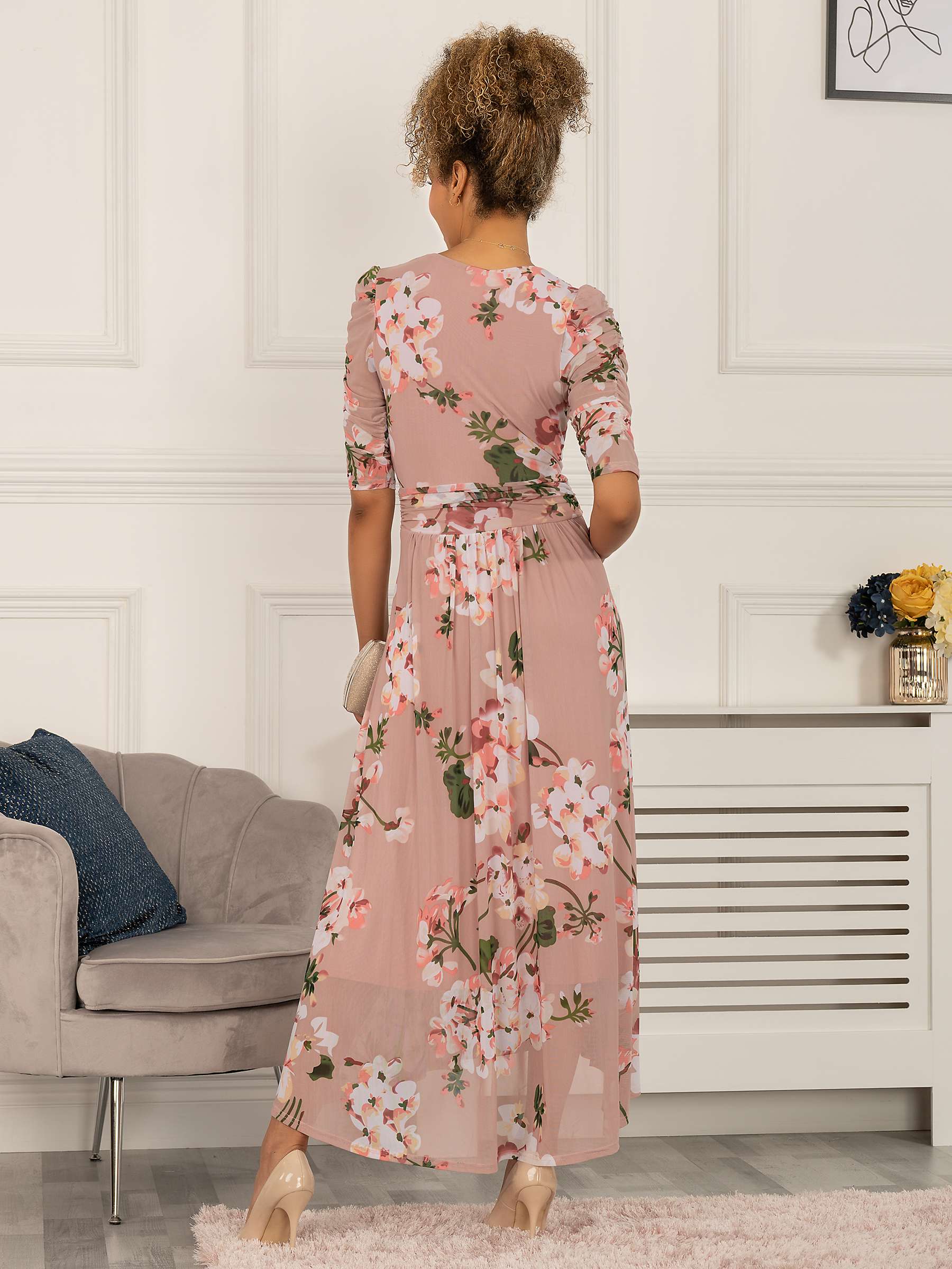 Buy Jolie Moi Gavina Ruched Sleeve Mesh Maxi Dress Online at johnlewis.com