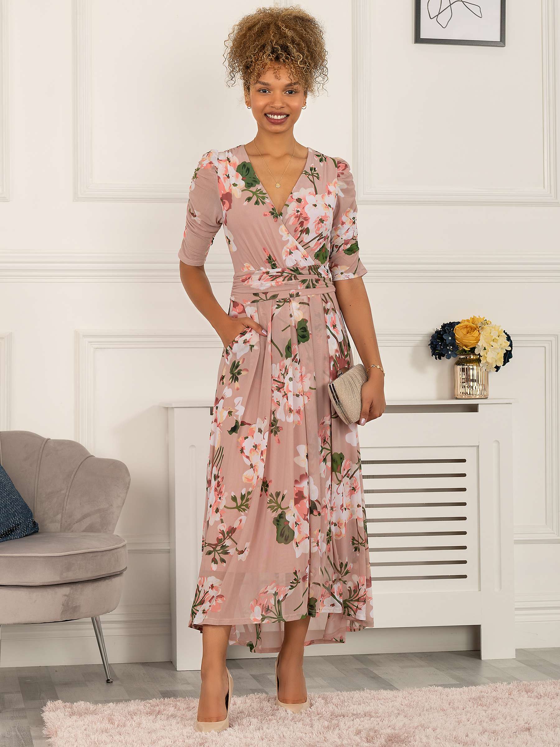 Buy Jolie Moi Gavina Ruched Sleeve Mesh Maxi Dress Online at johnlewis.com