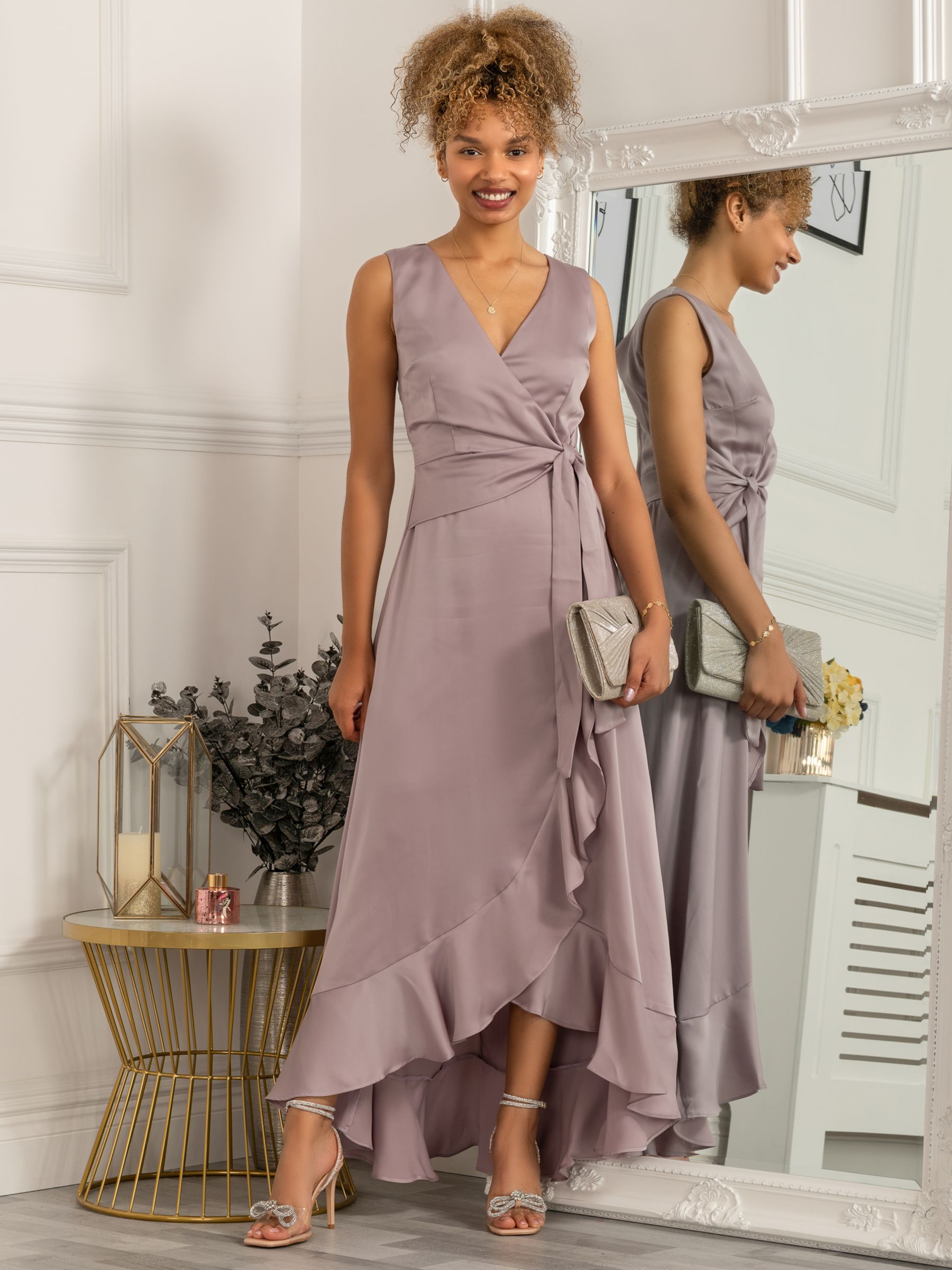 Buy Jolie Moi Kyleigh Frill Hem Maxi Dress, Mauve Purple Online at johnlewis.com