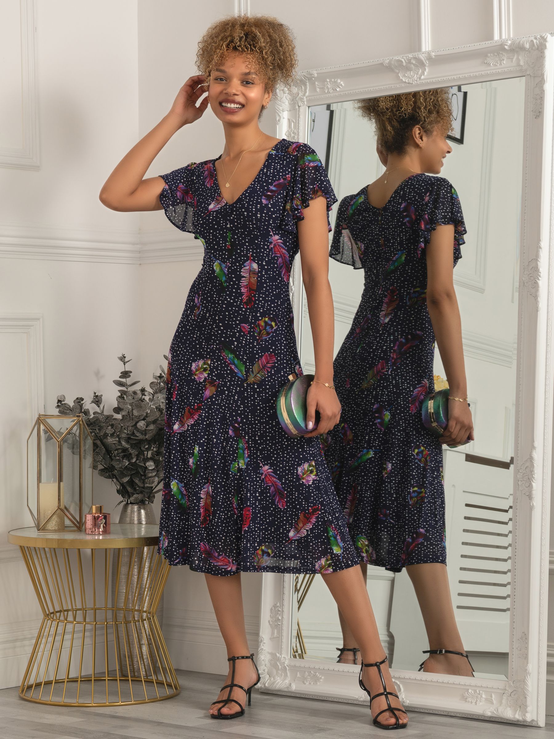 Buy Jolie Moi Lucille Fit and Flare Midi Dress, Navy/Multi Online at johnlewis.com