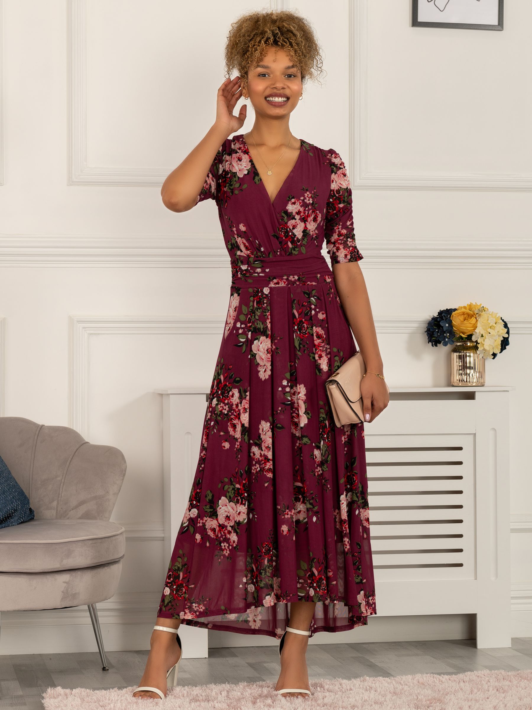 Buy Jolie Moi Haizley Floral Print Mesh Maxi Dress Online at johnlewis.com