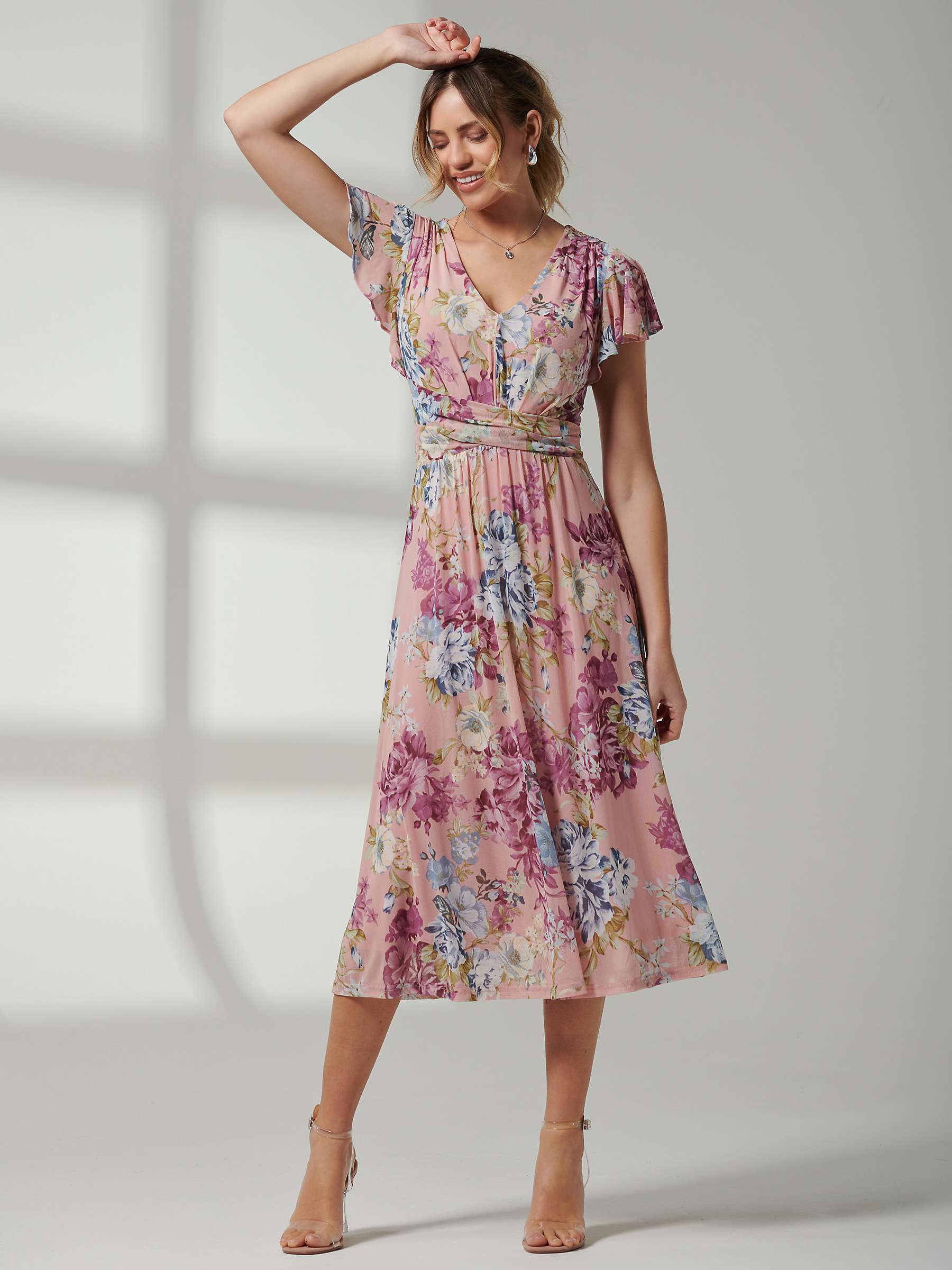 Buy Jolie Moi Scarlett Cap Sleeve Mesh Midi Dress Online at johnlewis.com