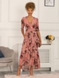 Jolie Moi Haizley Floral Print Mesh Maxi Dress, Pink