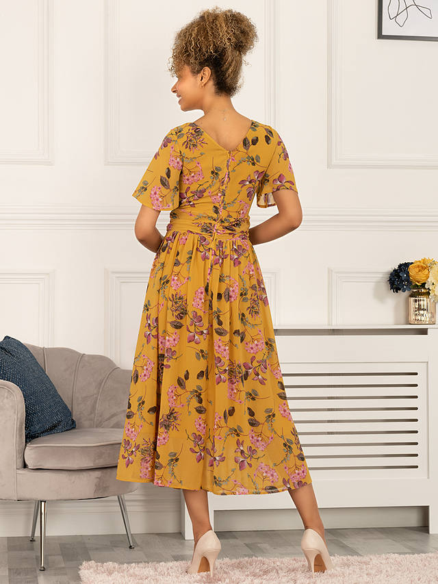 Jolie Moi Haylee Print Chiffon Maxi Dress, Yellow Floral