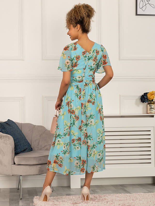 Jolie Moi Haylee Print Chiffon Maxi Dress, Blue Floral