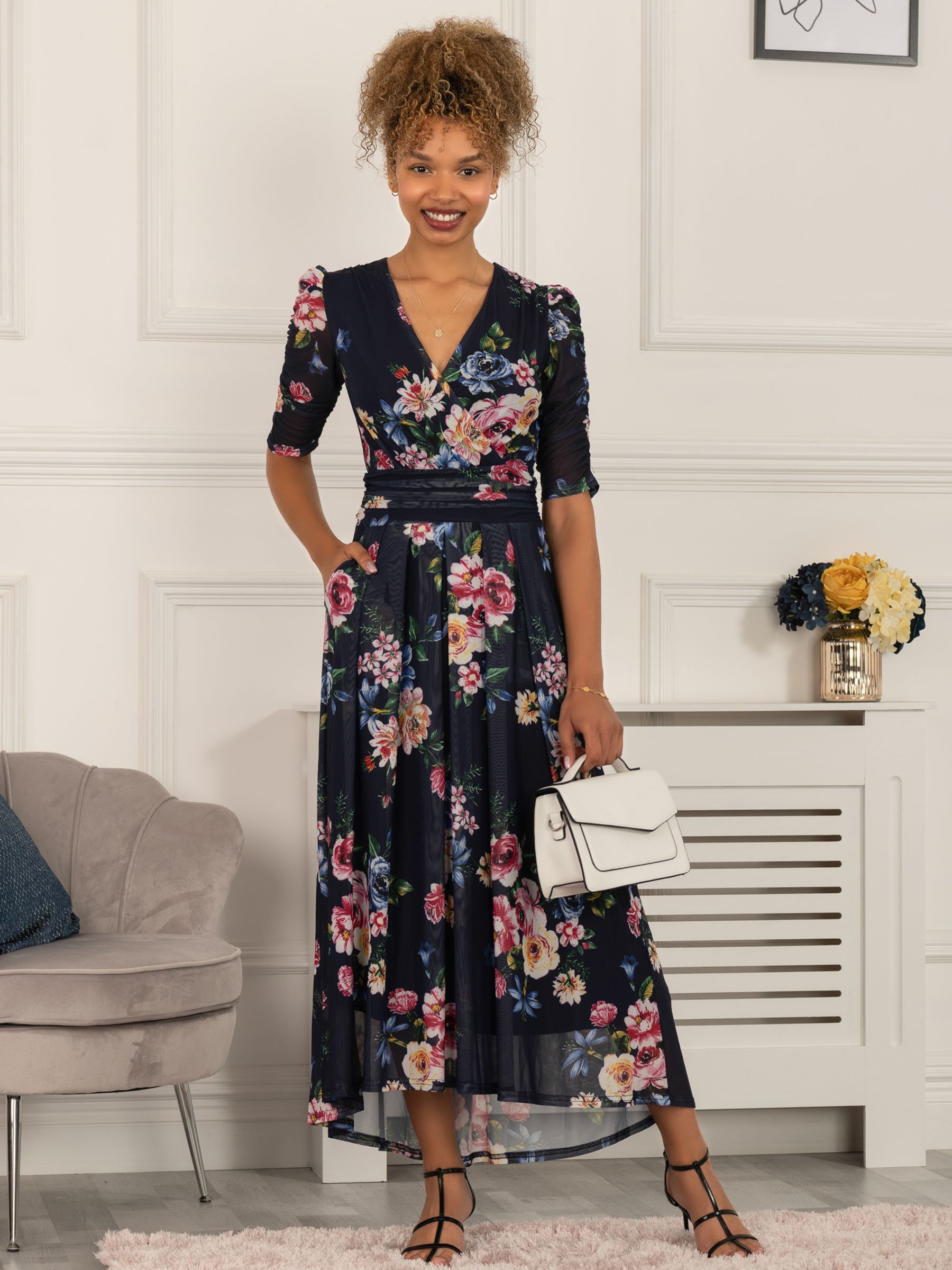 Buy Jolie Moi Haizley Floral Print Mesh Maxi Dress Online at johnlewis.com