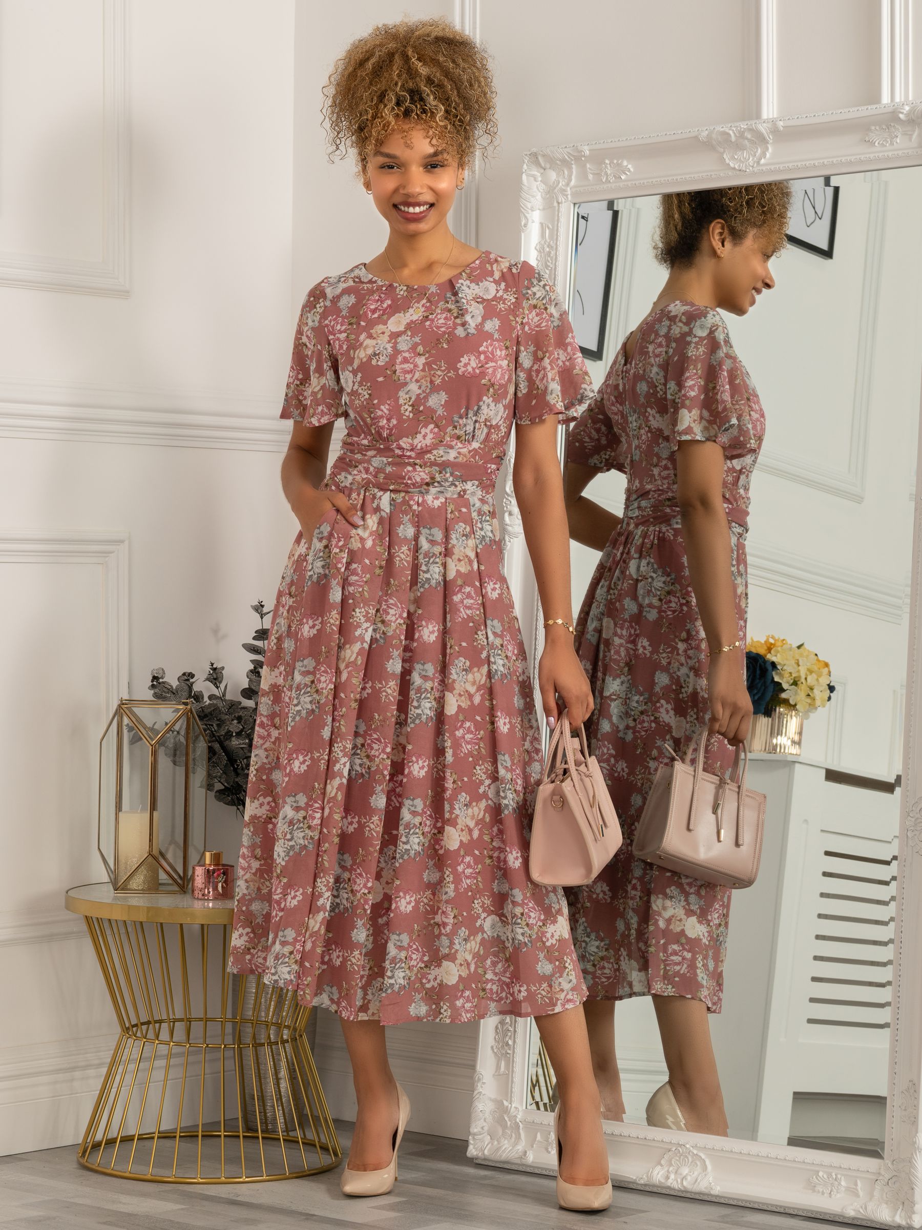Buy Jolie Moi Nadine Floral Print Chiffon Dress Online at johnlewis.com