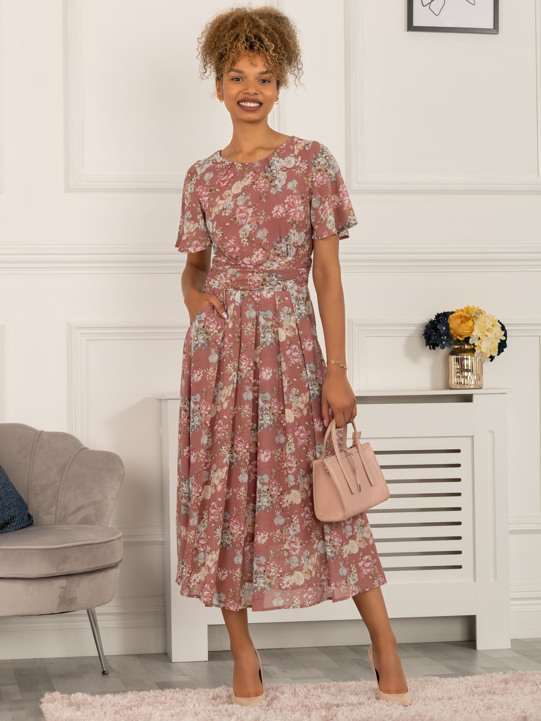Buy Jolie Moi Nadine Floral Print Chiffon Dress Online at johnlewis.com
