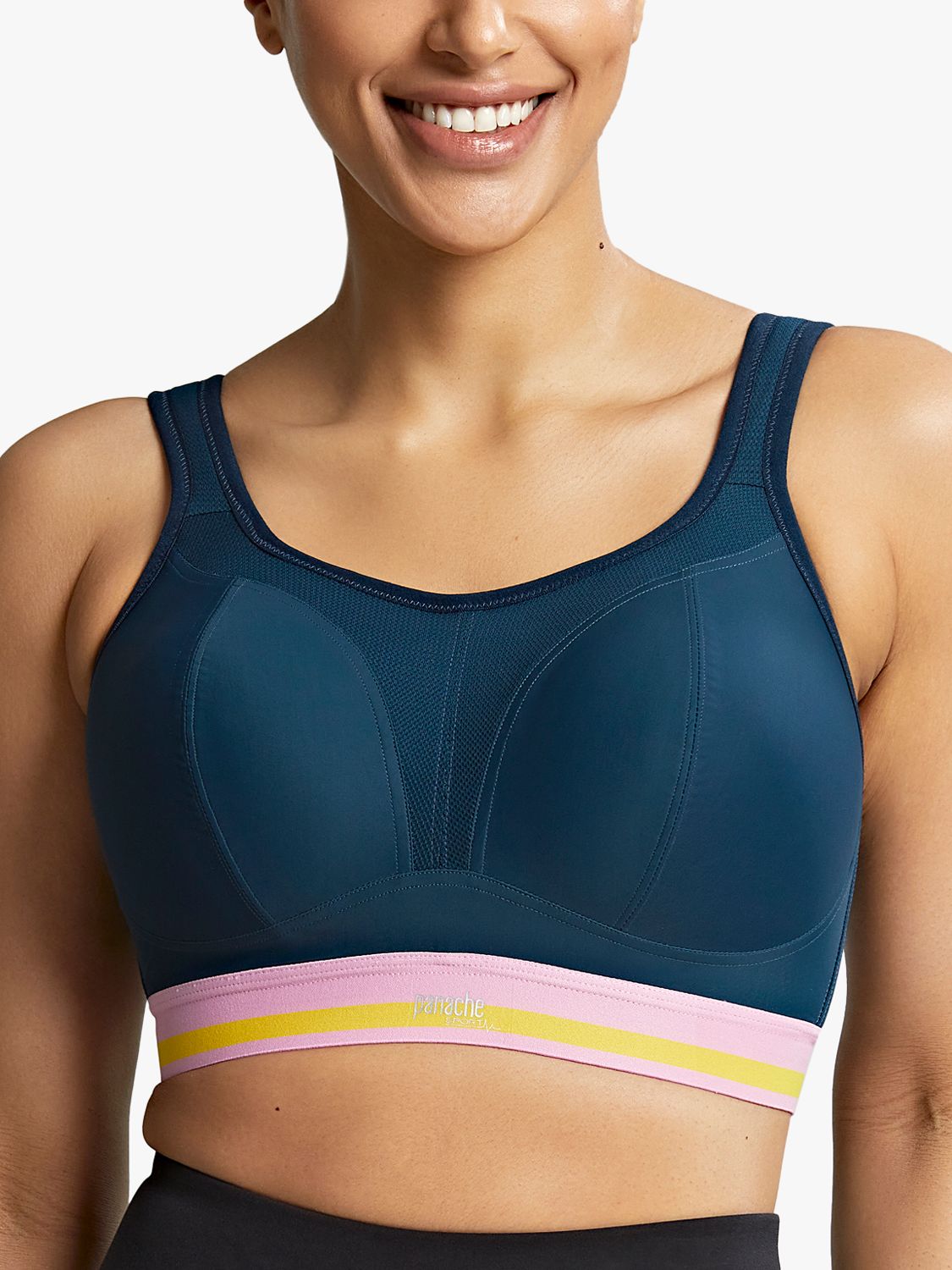 Panache Non Wired Sports Bra, Retro Navy at John Lewis & Partners