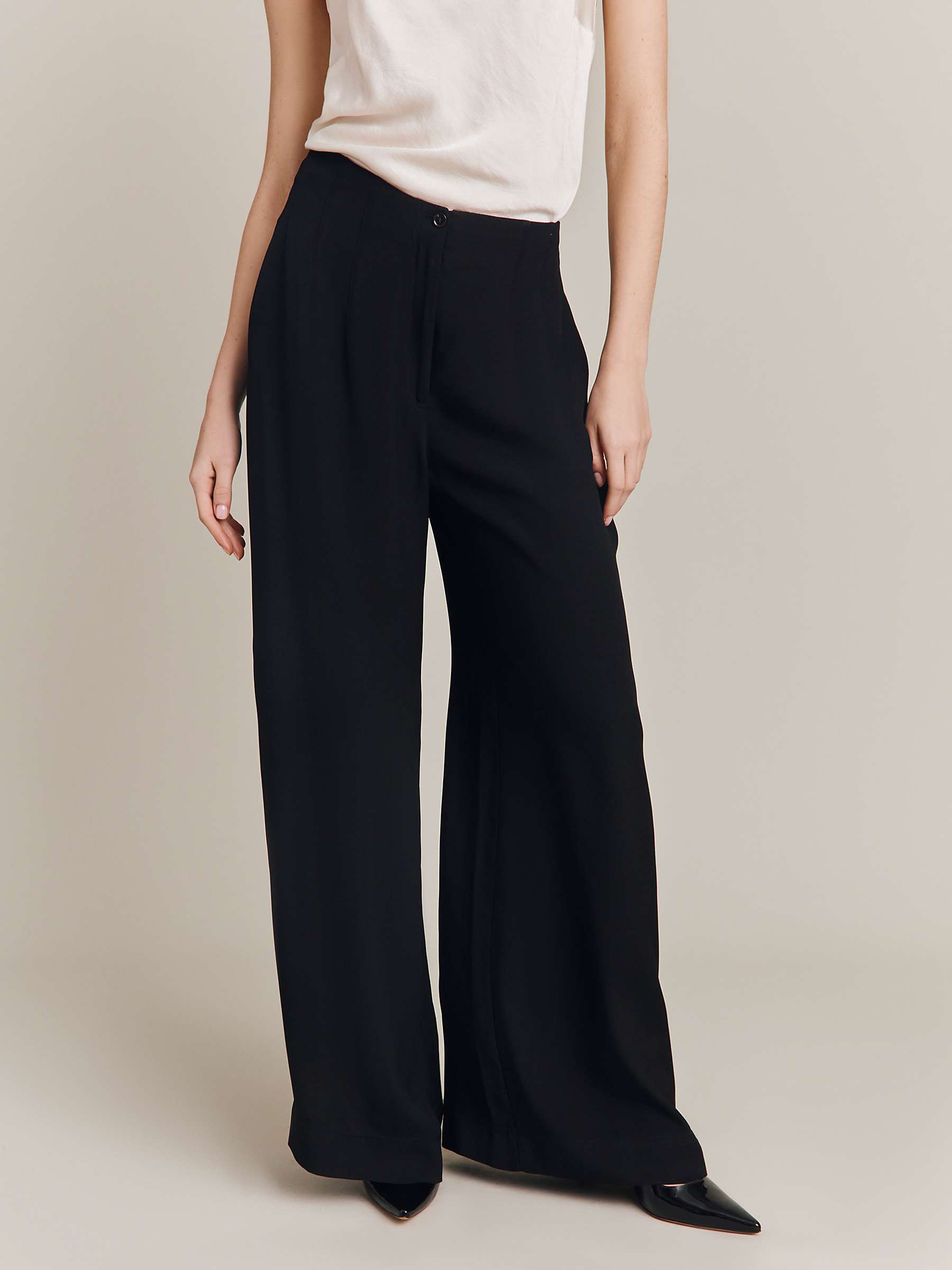 Buy Ghost Brooke Wide Leg Women's Trousers, Black Online at johnlewis.com