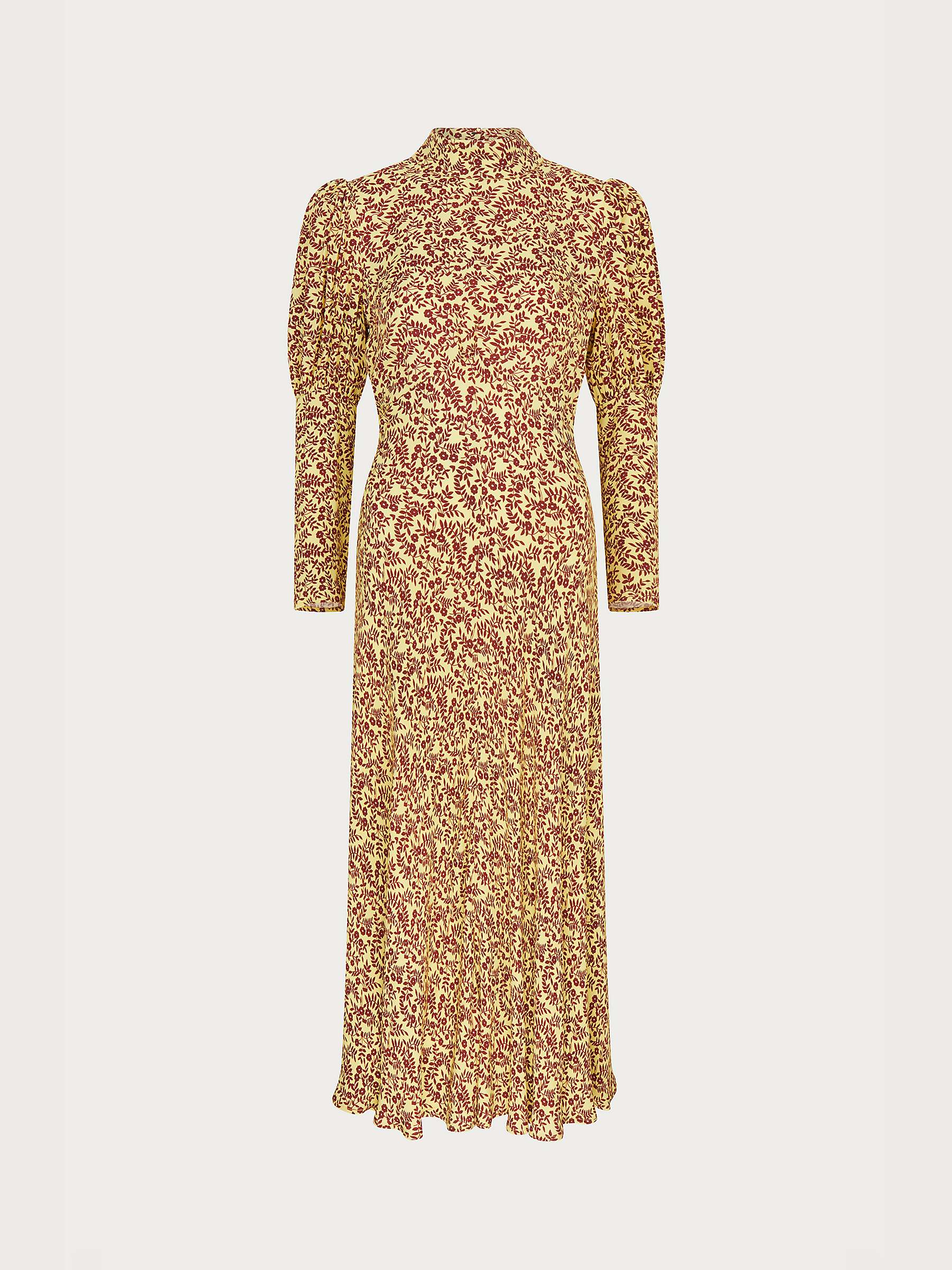 Buy Ghost Lea Floral Midi Dress, Yellow/Red Online at johnlewis.com