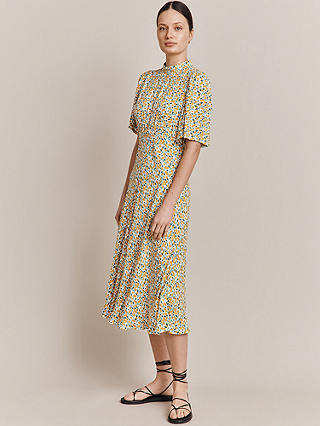 Ghost Penny Floral Midi Dress, Yellow Buttercup