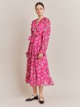 Ghost Su Floral Wrap Dress, Pink Daisy, Pink Daisy