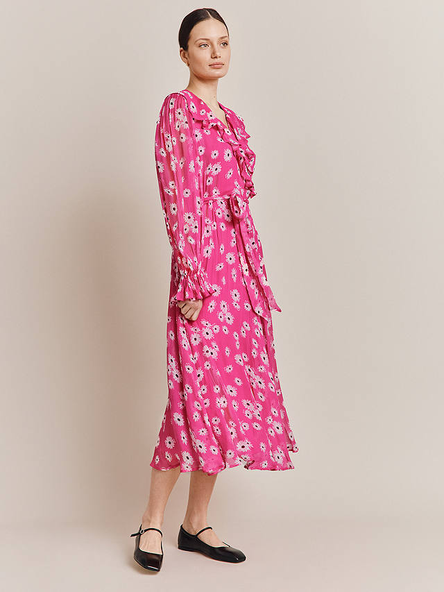 Ghost Su Floral Wrap Dress, Pink Daisy