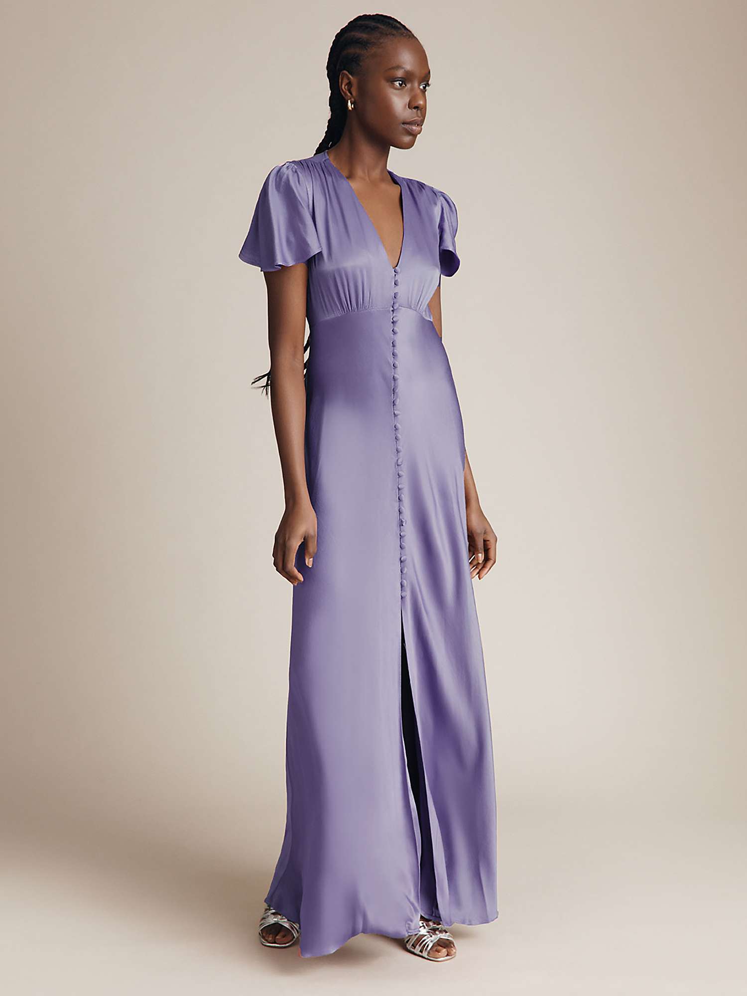 Buy Ghost Delphine Satin Maxi Dress, Violet Online at johnlewis.com