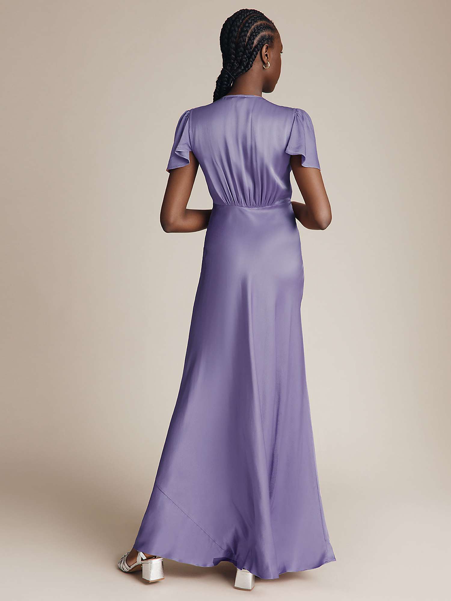 Ghost Delphine Satin Maxi Dress, Violet at John Lewis & Partners