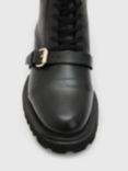 AllSaints Tori Leather Lace Up Ankle Boots, Black/Warm Brass