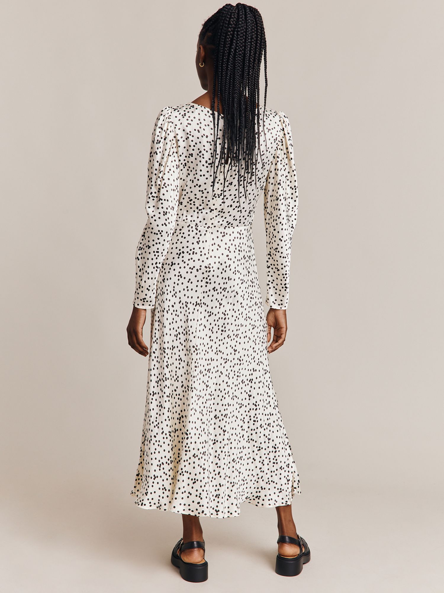 Ghost Rosaleen Midi Dress, White/Black at John Lewis & Partners