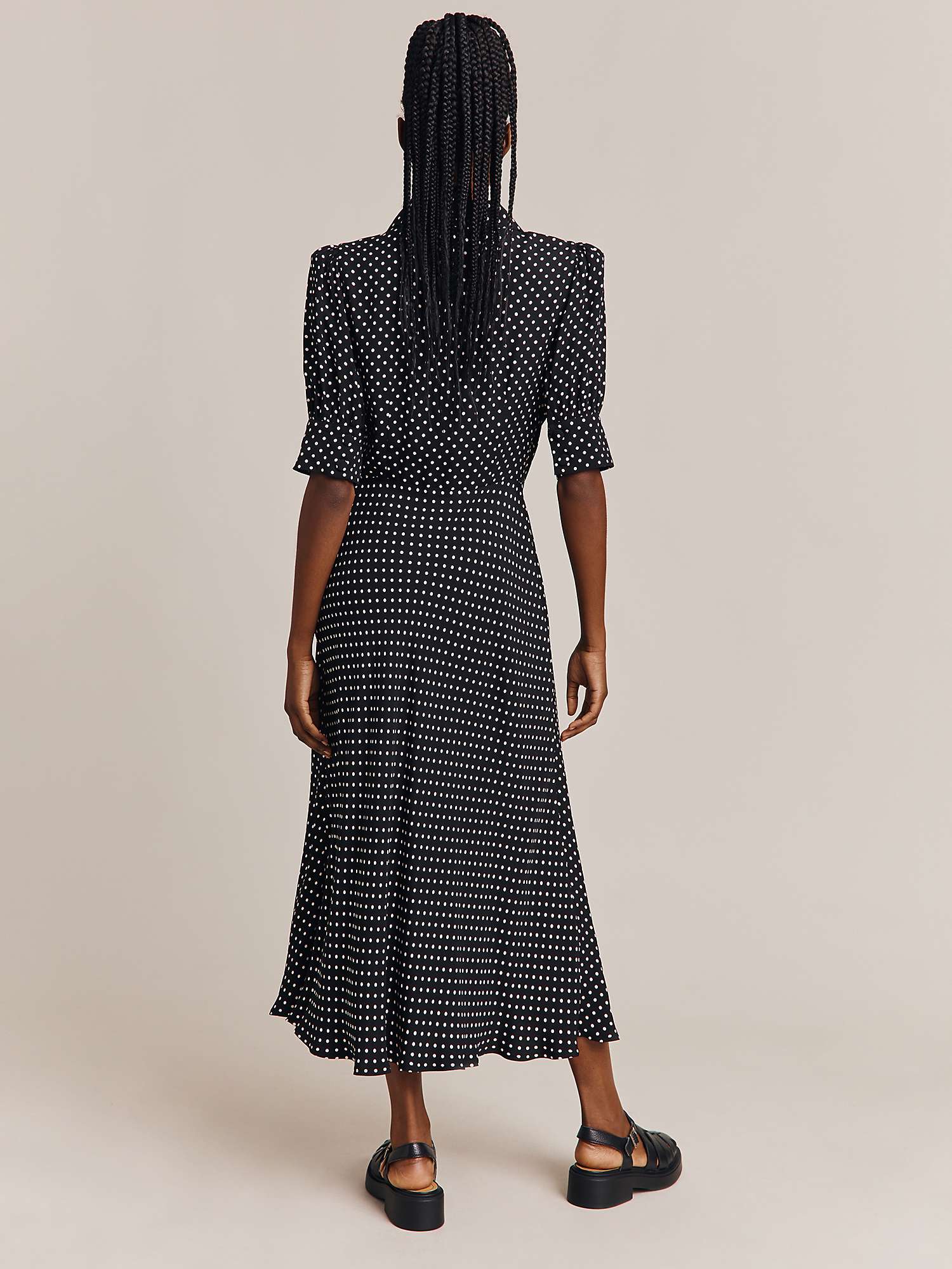 Buy Ghost Wilma Spot Midi Dress, Black/Multi Online at johnlewis.com