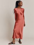 Ghost Mari Satin Maxi Dress, Burnt Sienna