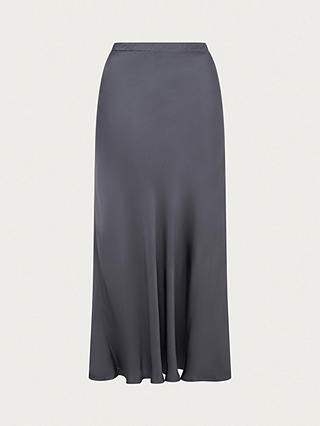 Ghost Luna Satin Midi Skirt, Charcoal