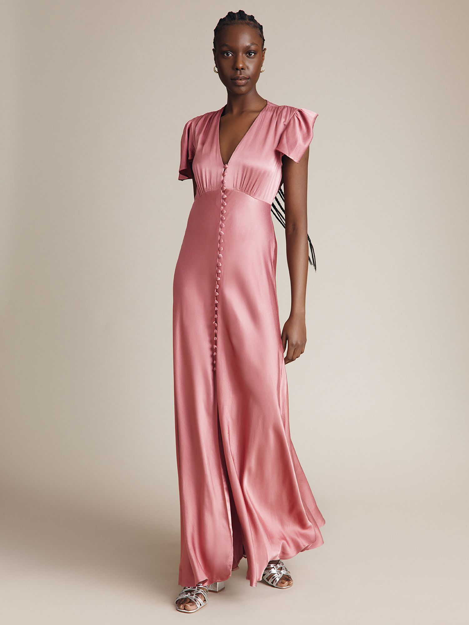 Ghost Delphine Satin Bridesmaid Maxi Dress, Light Pink At John Lewis &  Partners