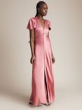 Ghost Delphine Satin Bridesmaid Maxi Dress, Light Pink, Light Pink