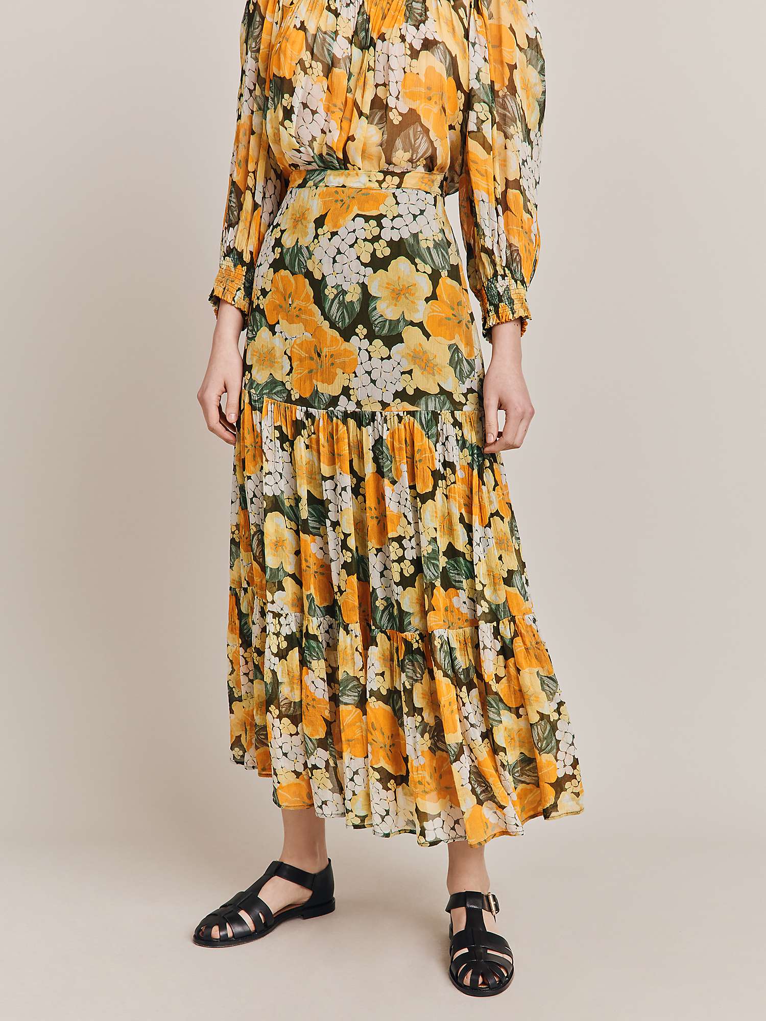 Buy Ghost Felicia Hydrangea Floral Skirt, Green/Multi Online at johnlewis.com