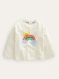 Mini Boden Baby Relaxed Rainbow T-Shirt, Ivory Rainbow