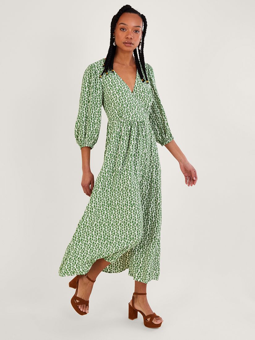 Monsoon Dorit Wrap Maxi Dress, Green/Multi