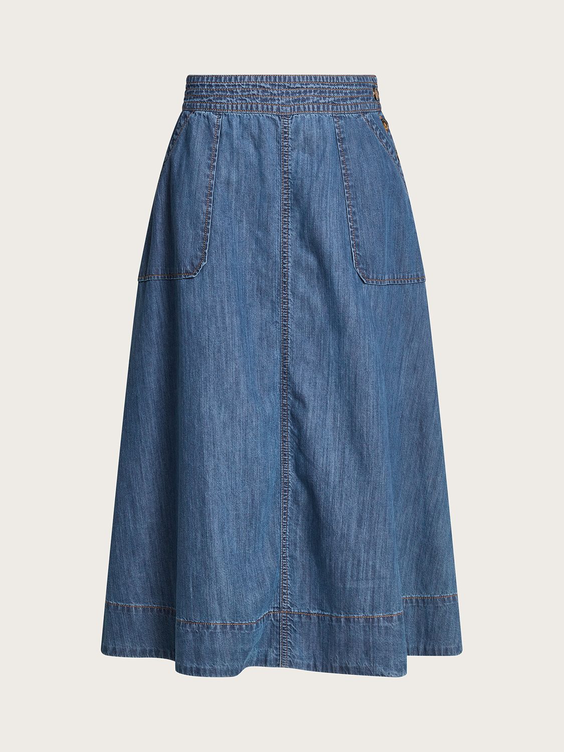 Buy Monsoon Pull On Denim Midi Skirt, Blue Online at johnlewis.com