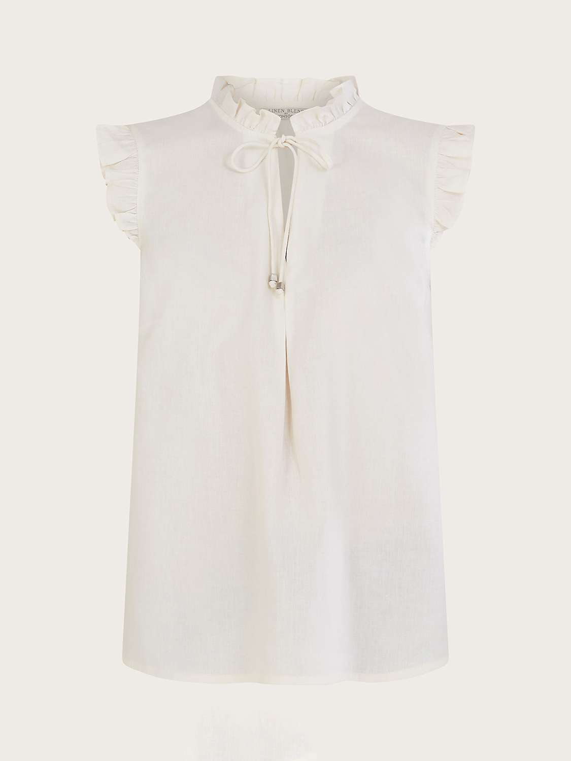 Buy Monsoon Lydie Linen Blend Tie Neck Blouse, Ivory Online at johnlewis.com