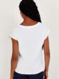 Monsoon Floral Cut Out T-Shirt, Ivory