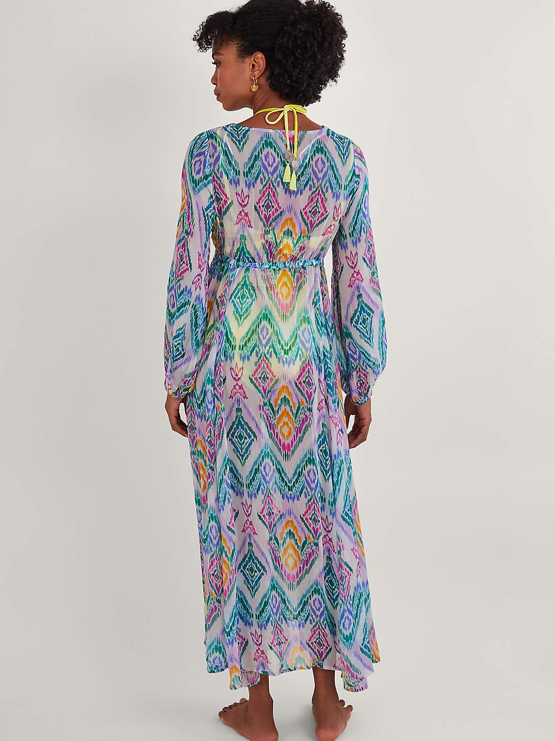 Buy Monsoon Ikat Print Kaftan Maxi Dress, Pink/Multi Online at johnlewis.com