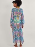 Monsoon Ikat Print Kaftan Maxi Dress, Pink/Multi