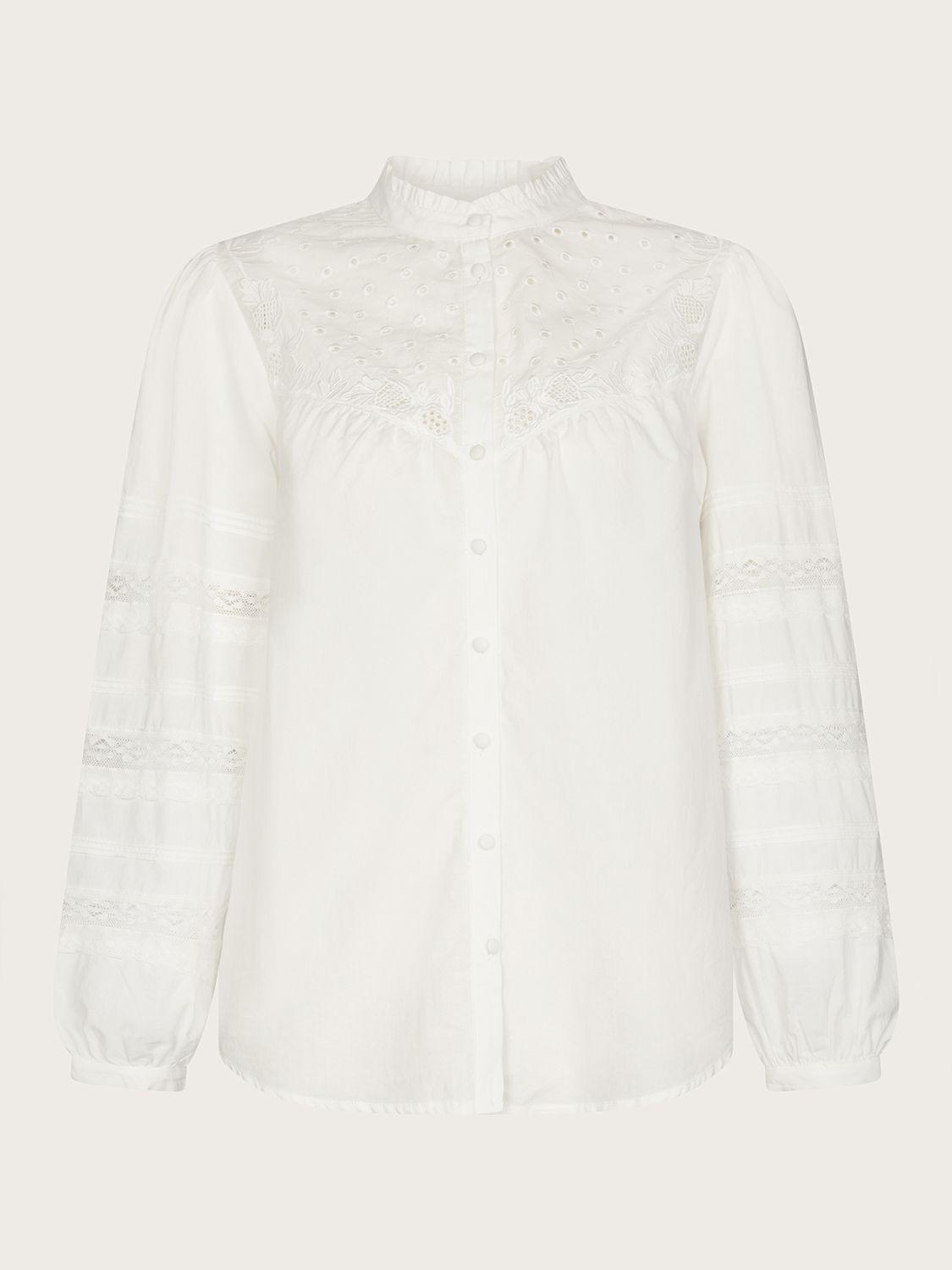 Monsoon Bronwyn Broderie Blouse, White at John Lewis & Partners